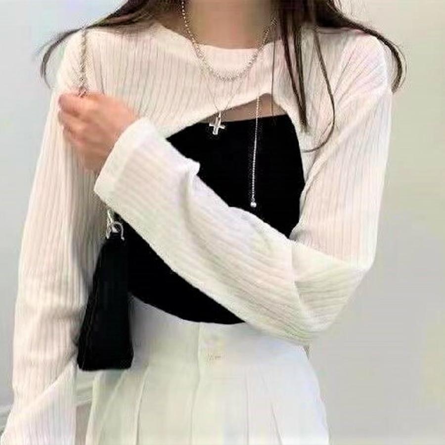 【送料無料】＼1000ポッキリ／スーパークロップドトップス トップス カーディガン ホワイト 長袖 kr416 | 