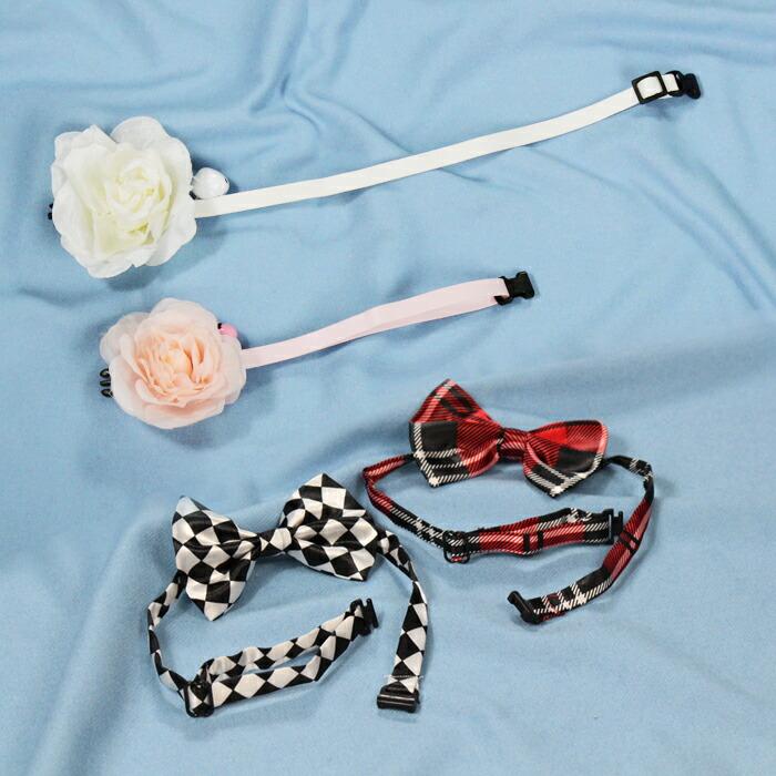 【送料無料】＼1000円ポッキリ／ ワンちゃん ネコちゃん チェック柄 チェッカーフラッグ柄 お花 鈴 蝶ネクタイ アクセサリー 首輪 カワイイ 赤 ピンク 白 krd16 |  | 06