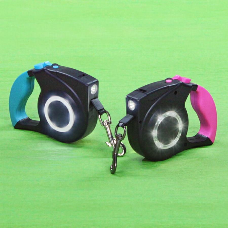 【送料無料】30%off 伸縮 ペットリード ペット リード 最長約4m LED ピンク ブルー ライト付き 夕方 夜 小型犬 中型犬 約15kgまで 自動巻き取り式 散歩 krd18 |  | 02