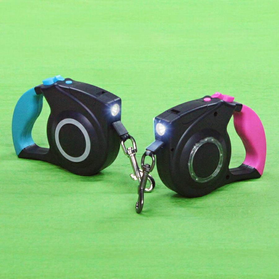 【送料無料】30%off 伸縮 ペットリード ペット リード 最長約4m LED ピンク ブルー ライト付き 夕方 夜 小型犬 中型犬 約15kgまで 自動巻き取り式 散歩 krd18 |  | 03