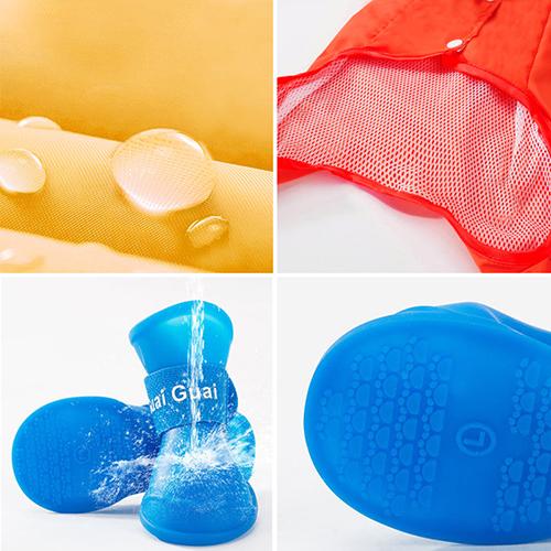 【送料無料】60%off ペット 長靴 カッパ レインウェア 帽子 防水 犬 雨 リードホール付き くま ハチ 着せやすい かわいい 四つ脚 つなぎ krd30 |  | 02