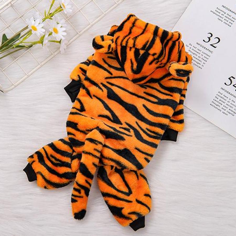 【送料無料】40%off 犬 猫 トラ  変身 ペットウエア フード 耳付 尻尾付 リブ付 ハロウィン  四つ脚 ロンパース コスプレ インスタ 小型犬  krd34 |  | 01