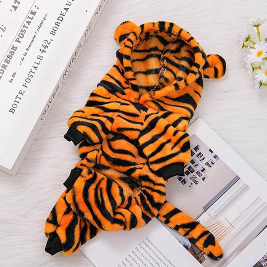 【送料無料】40%off 犬 猫 トラ  変身 ペットウエア フード 耳付 尻尾付 リブ付 ハロウィン  四つ脚 ロンパース コスプレ インスタ 小型犬  krd34 |  | 02