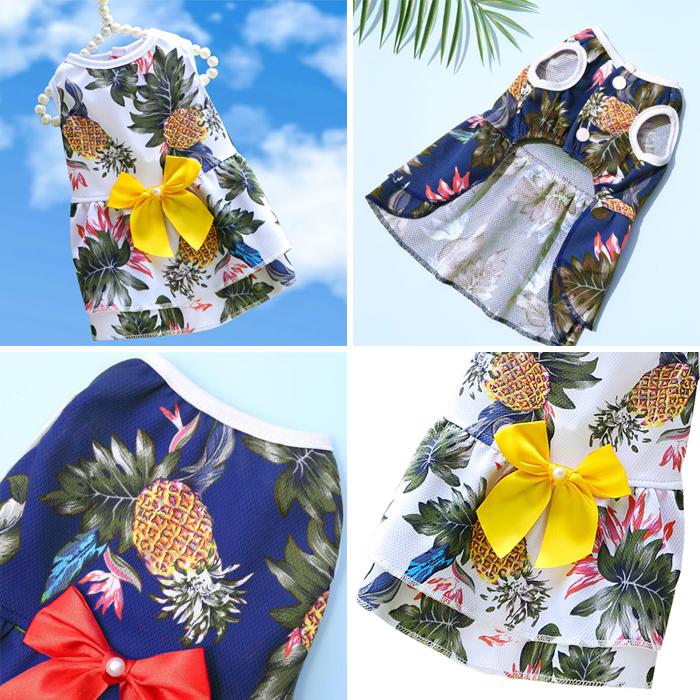 【送料無料】50％off ペットウェア ドック キャット 犬 猫 服 小型犬 ベビー アロハ ハワイ ワンピ リボン フリル 前開き メッシュ 可愛い krd38 |  | 03