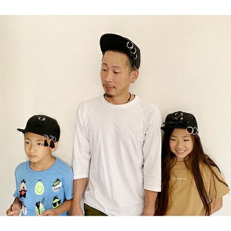 【送料無料】キャップ キッズ 子供用 リンクコーデ 親子コーデ 2連リング リボン タッセル ブラック ピアス 帽子 ペア 双子コーデ krk08 |  | 14