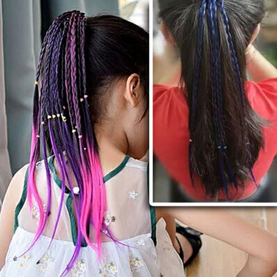 【送料無料】＼1000円ポッキリ／ヘアゴム ポニーテール エクステ 三つ編み エクステ グラデーション ダンス 子供  付け毛 イベント 簡単 krk21 | 