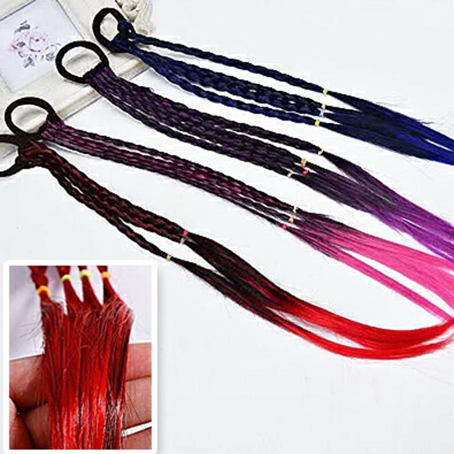 【送料無料】＼1000円ポッキリ／ヘアゴム ポニーテール エクステ 三つ編み エクステ グラデーション ダンス 子供  付け毛 イベント 簡単 krk21 |  | 05