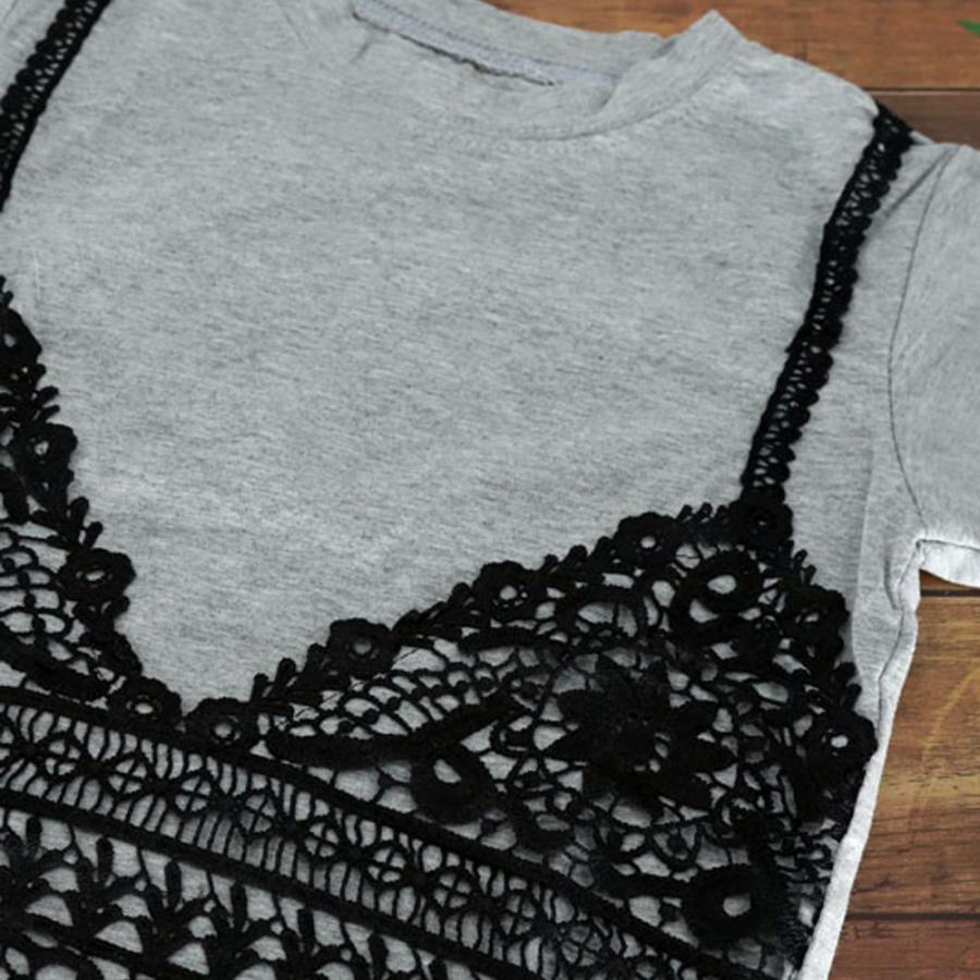 【送料無料】50％off 可愛い 刺繍 ビスチェ Tシャツ レース ビスチェ風 Ｔシャツ  キッズ 100 110 120 krk32 |  | 03