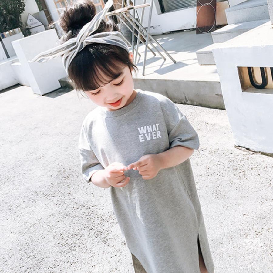 【送料無料】30%off 子ども ワンピース  キッズ  子供服  お出かけ  ロングTシャツ ゆったり カジュアル Tシャツ krk34-2 | 
