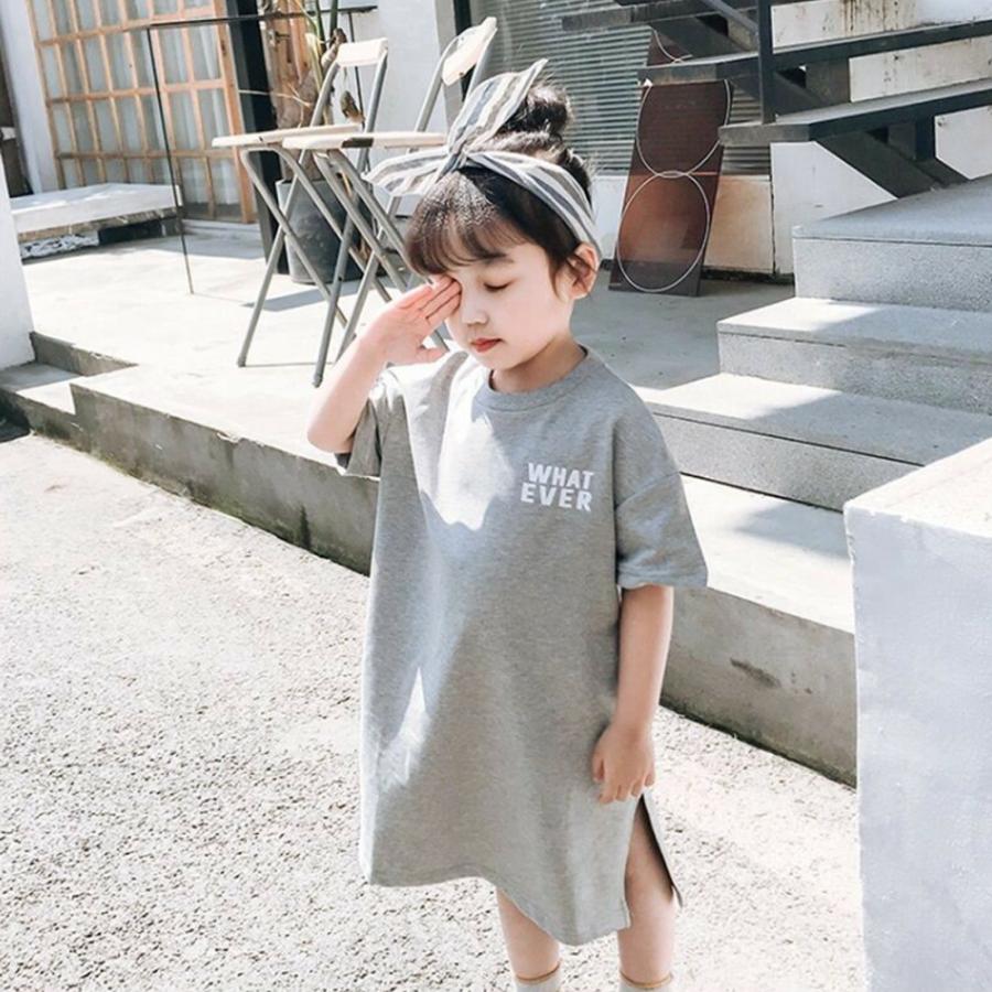 【送料無料】30%off 子ども ワンピース  キッズ  子供服  お出かけ  ロングTシャツ ゆったり カジュアル Tシャツ krk34-2 |  | 01