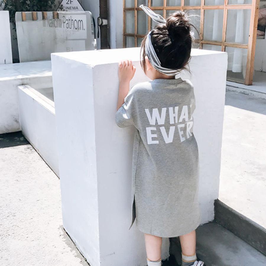 【送料無料】30%off 子ども ワンピース  キッズ  子供服  お出かけ  ロングTシャツ ゆったり カジュアル Tシャツ krk34-2 |  | 02