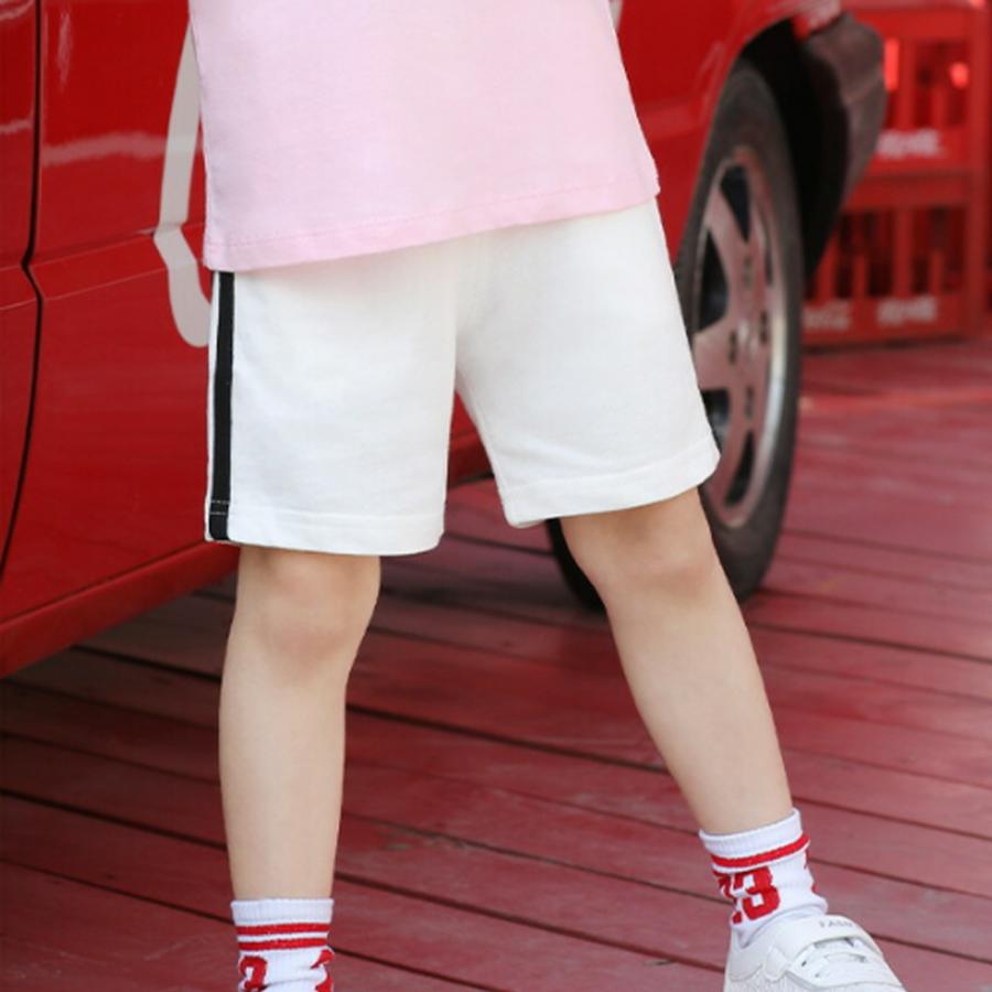 【送料無料】40％off キッズ  ベビー ショートパンツ ハーフパンツ ライン 2ライン ホワイト ピンク ブラック 100 110 krk36 |  | 01