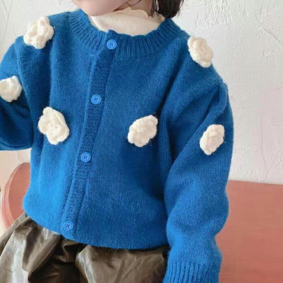 【送料無料】 40%off ベビー キッズ カーディガン セーター ニット 花 可愛い おしゃれ 無地 シンプル 110 120 krk42 | 