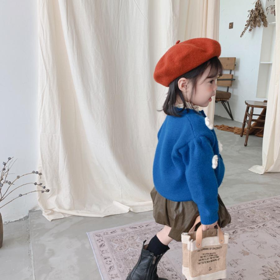 【送料無料】 40%off ベビー キッズ カーディガン セーター ニット 花 可愛い おしゃれ 無地 シンプル 110 120 krk42 |  | 01