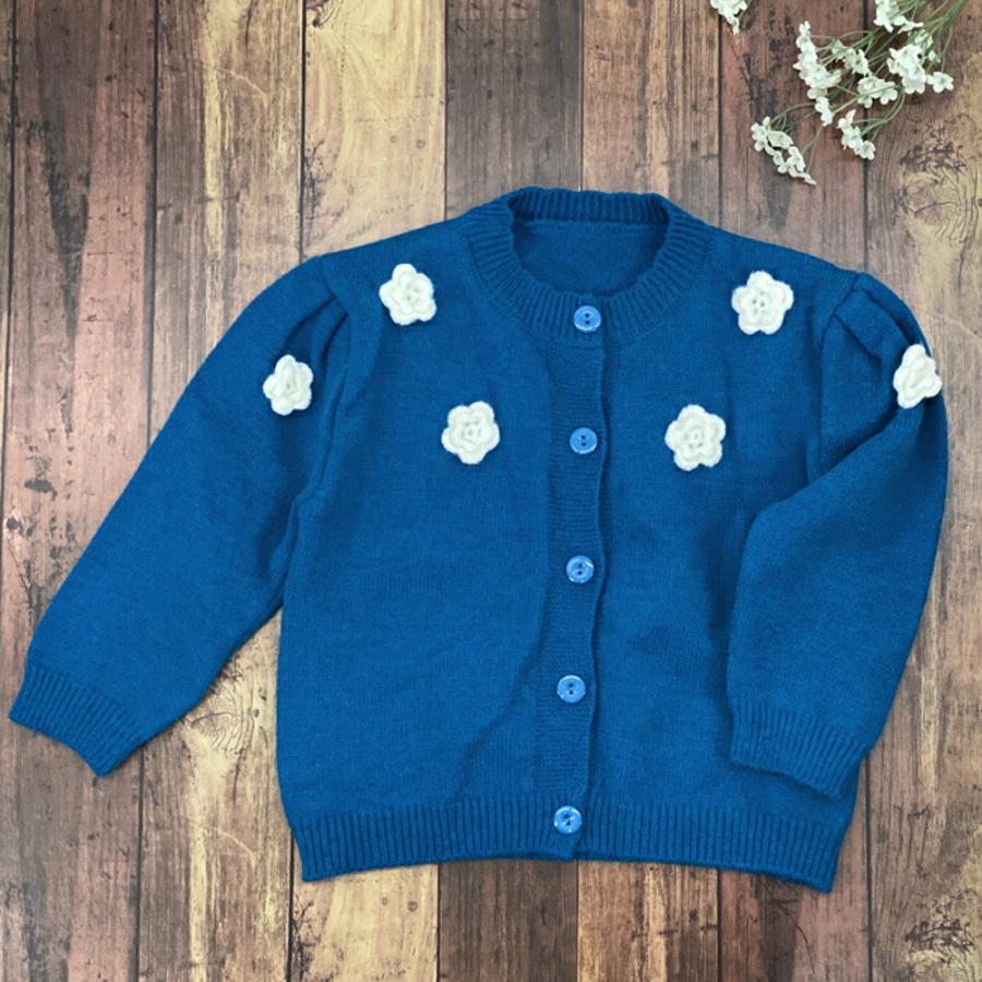 【送料無料】 40%off ベビー キッズ カーディガン セーター ニット 花 可愛い おしゃれ 無地 シンプル 110 120 krk42 |  | 02
