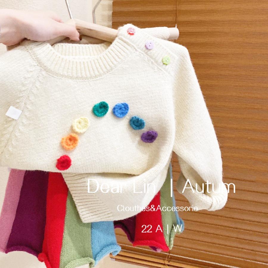 【送料無料】40%off　キッズ　ベビー　ニット　セーター　カラフル　虹色　ゆったり　可愛い　オーバーサイズ　110　120　krk44 |  | 02