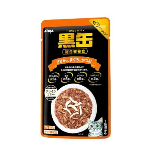 アイシア 黒缶パウチ ささみ入りまぐろとかつお 70g ×3個セット