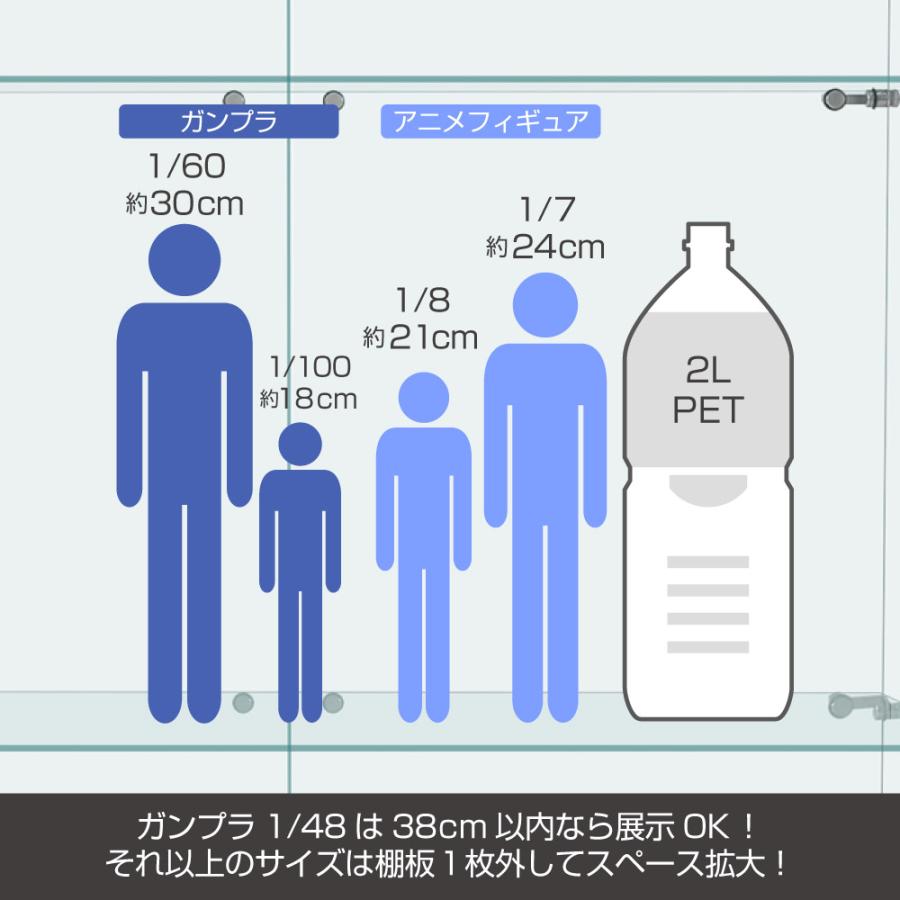ガラスケース 3段両扉タイプ(鍵付き) 幅80.7×奥行き36.5×高さ125.7cm