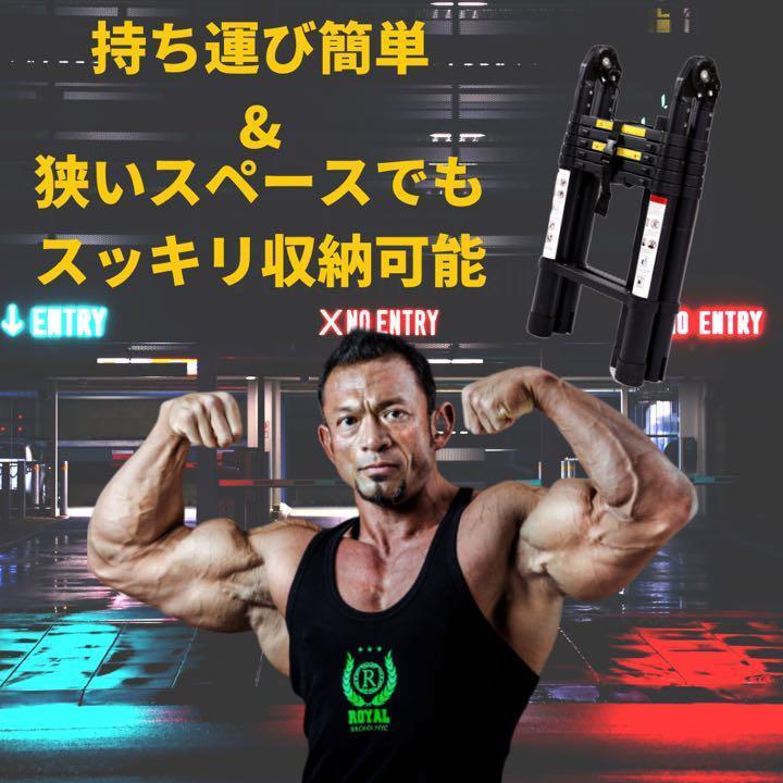 伸縮 ハシゴ 脚立兼用 1.9m+1.9m 黒 最長3.8m 耐荷重150kg スーパー 