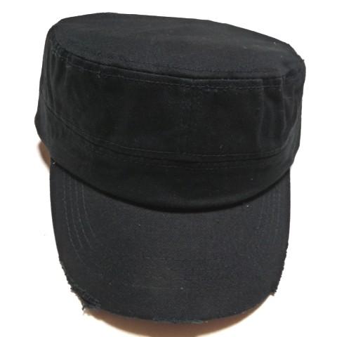 Blank Cadet Cap- Black Vintage Distressed Capカデットキャップ(カストロキャップ)☆ヴィンテージ加工！｜animal-rock