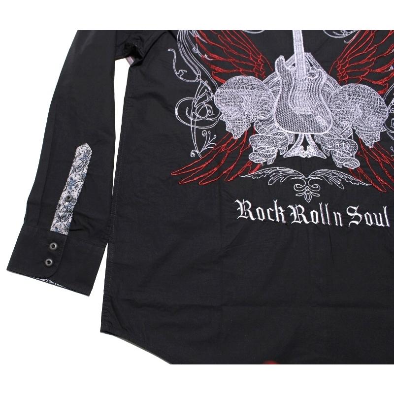 ROCK ROLL N SOUL ロックロールンソウル LOVE HATE BLACK 長袖ボタンアップ デザインシャツ｜animal-rock｜12
