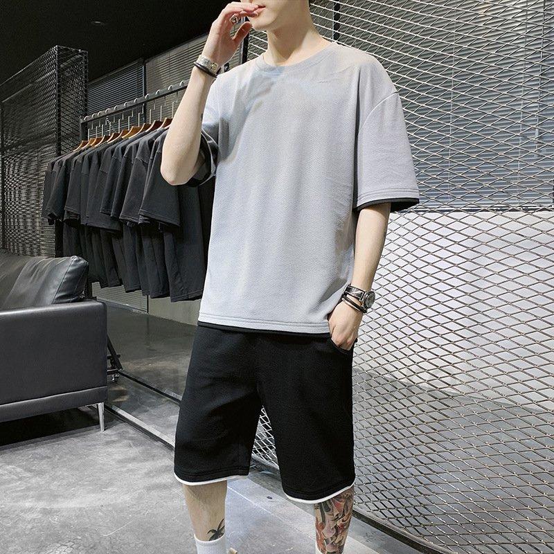 セットアップ メンズ 半袖 夏 大きいサイズ 2点セット 切り替え ジャージ 上下セット おしゃれ 大きいサイズ 夏 22メンズファッション 感謝価格