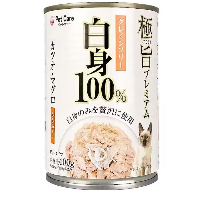 極旨　プレミアム　ゼリー　カツオ　マグロ　しらす　グルテンフリー　キャットフード 極旨プレミアム缶 ゼリータイプ カツオ・マグロ ささみ 400g