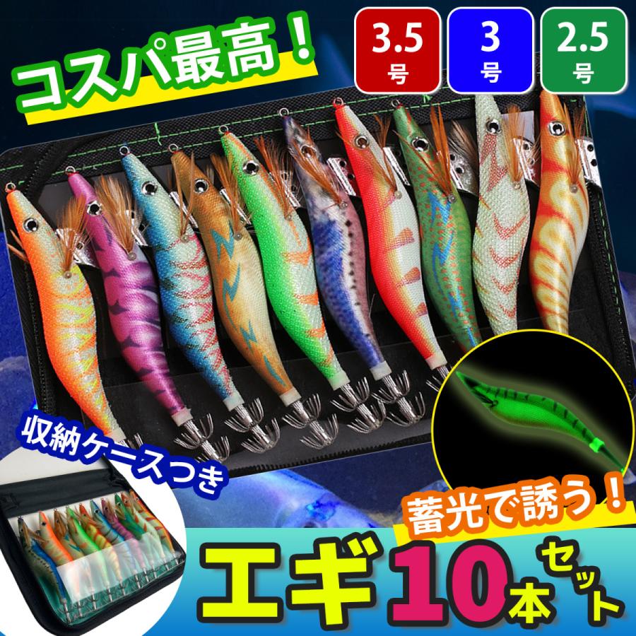 エギ エギング 10本 セット 2 5号 3号 3 5号 釣り具 ケース付 餌木 ルアー 初心者 おすすめ 夜 イカ釣り アオリイカ コウイカ ヤリイカ 送料無料 Anit Choice Yahoo 店 通販 Yahoo ショッピング