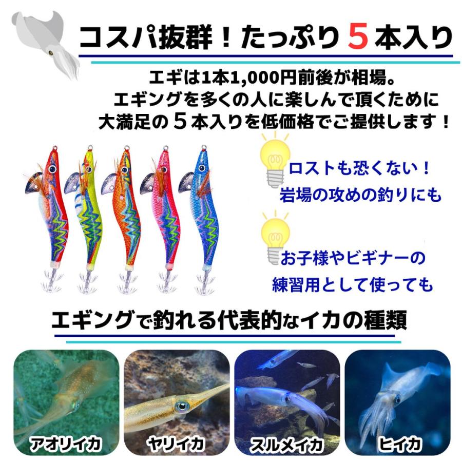 エギ エギング 5本セット 2.5号 3号 3.5号 釣り具 餌木 ルアー エギ エギング 5本セット 2.5号 3号 3.5号 釣り具 餌木 ルアー