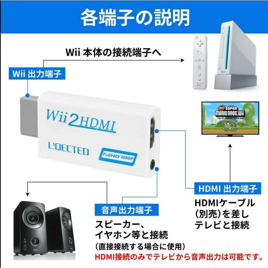 Wii HDMI 変換アダプタ コンバーター ケーブル テレビ 接続方法 コネクタ 本体 Wii専用HDMI ゲーム 720p/1080p