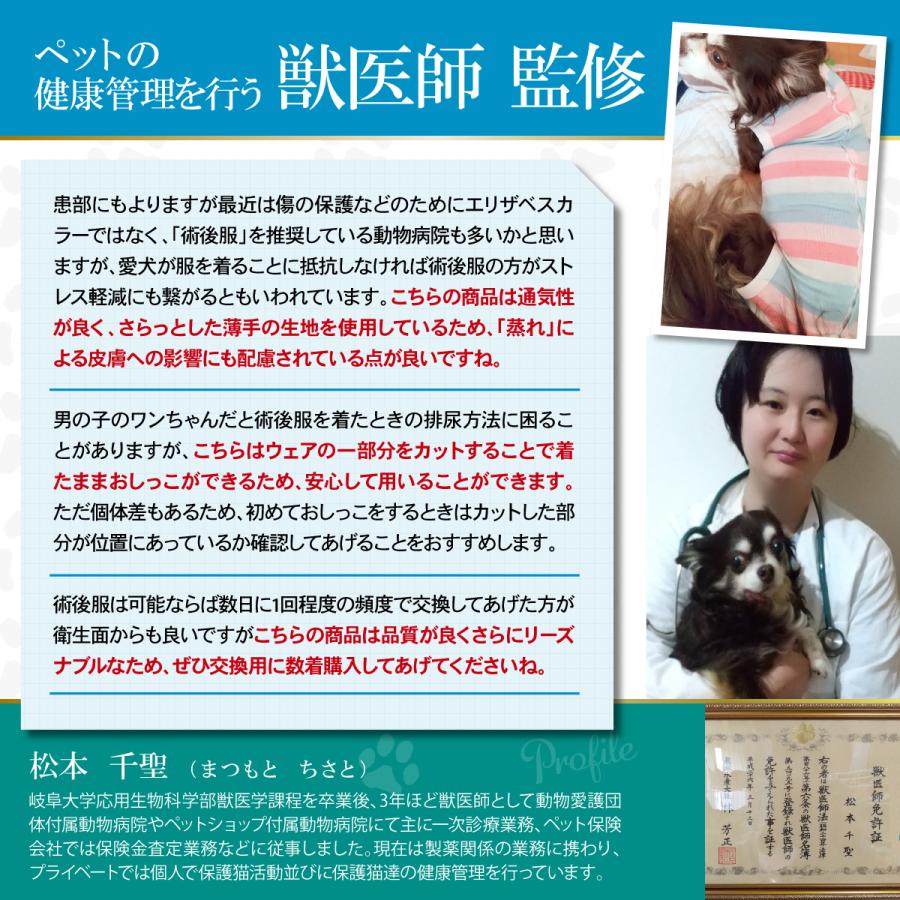 犬 術後服 エリザベスカラー 猫 犬用 術後服 メス オス 手術後 服 ボーダー 小型犬 中型犬用 ペット服 |  | 03