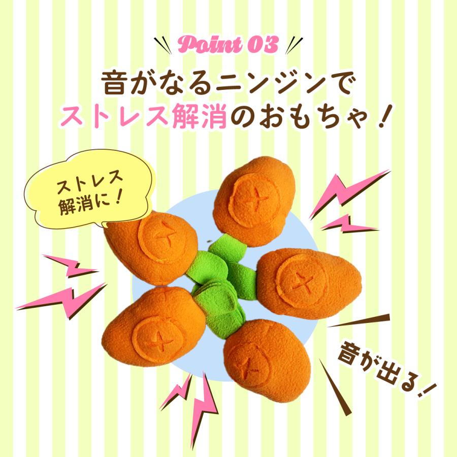 ノーズワークマット 犬 おもちゃ 早食い防止 噛む ノーズワーク おやつボール 知育玩具 犬用 ロープ にんじん畑 嗅覚訓練マット |  | 04