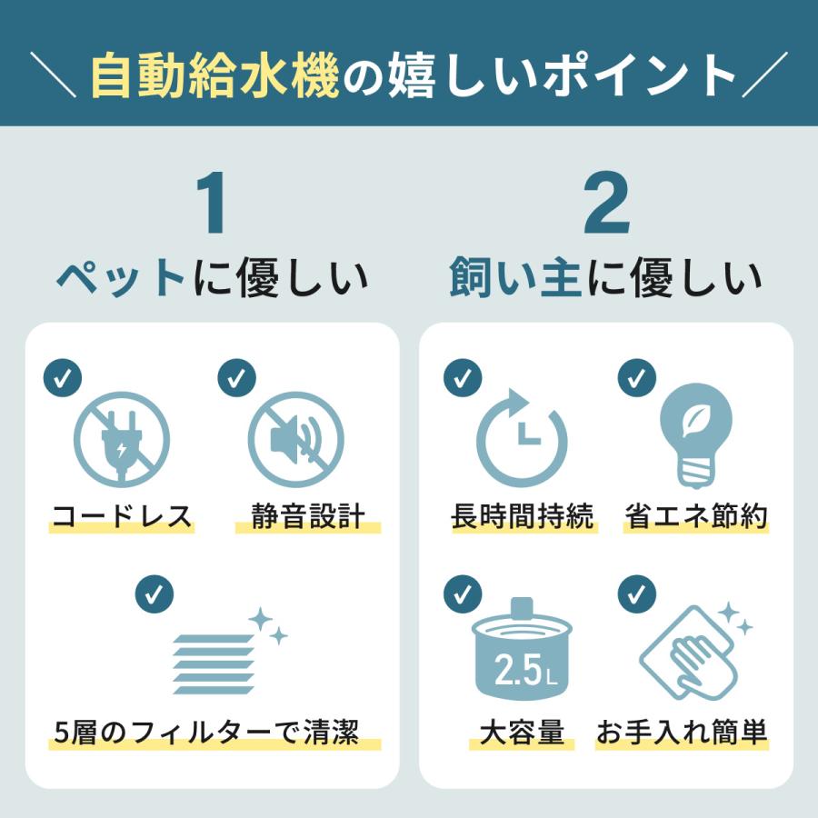 自動給水器 猫 犬 自動給水機 コードレス ペット フィルター 水飲み器 水飲み機 センサー 静音 |  | 01