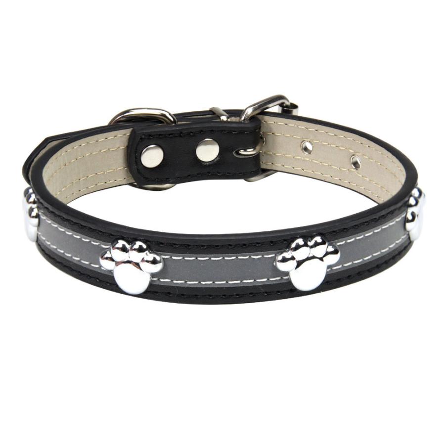 犬 首輪 革 おしゃれ 反射 革製 犬用首輪 犬の首輪 猫 革 肉球 防水加工 反射 散歩 かわいい 大型犬 |  | 05