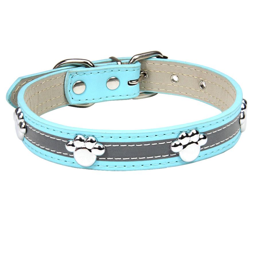 犬 首輪 革 おしゃれ 反射 革製 犬用首輪 犬の首輪 猫 革 肉球 防水加工 反射 散歩 かわいい 大型犬 |  | 02