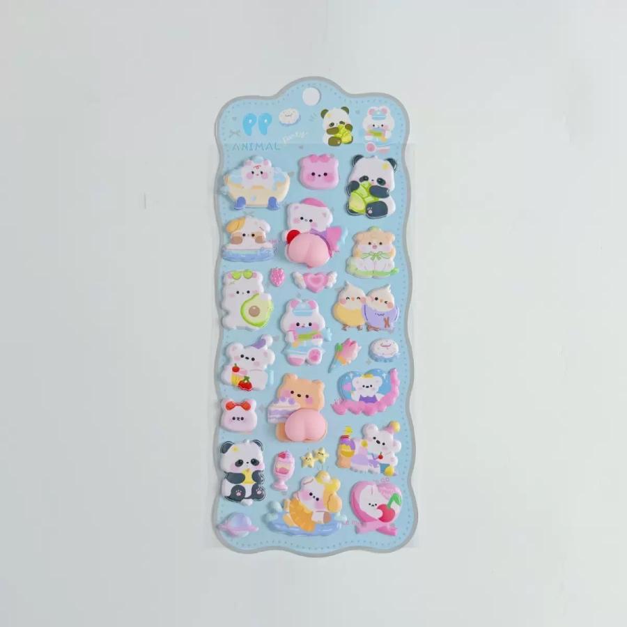 【まとめ買いで最大20%オフ！】おしりシール お尻 ぷくぷくシール ぷにぷに 立体シール 3dシール ぷっくり くま ねこ ステッカー 手帳 |  | 03