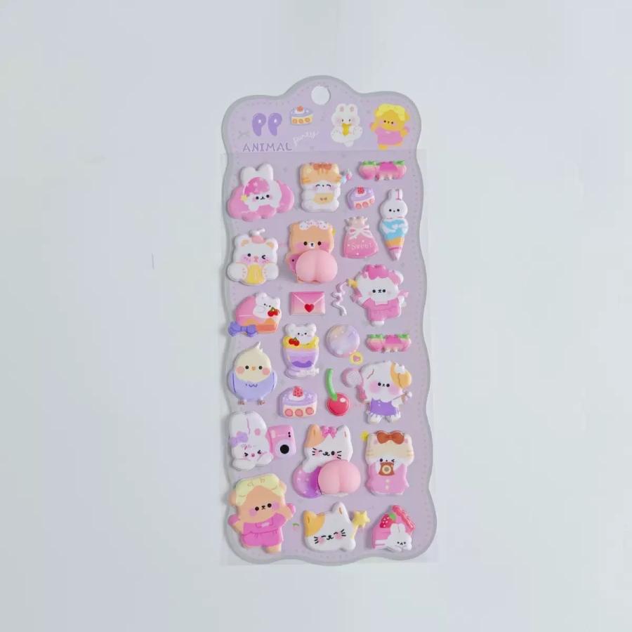 【まとめ買いで最大20%オフ！】おしりシール お尻 ぷくぷくシール ぷにぷに 立体シール 3dシール ぷっくり くま ねこ ステッカー 手帳 |  | 02