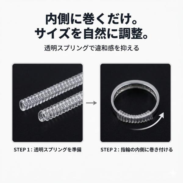 指輪 サイズ調整 リングゲージ 調節 リングアジャスター 4種セット リングストッパー シリコン サイズ直し 簡単装着 |  | 02