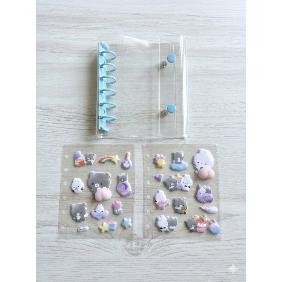 【シールとセットでお得！】シール帳  台紙 リフィル A7 はがせる 透明 バインダー リフィル おしりシール お尻 ぷくぷく 3d 6穴 クリア 手帳 収納 |  | 11