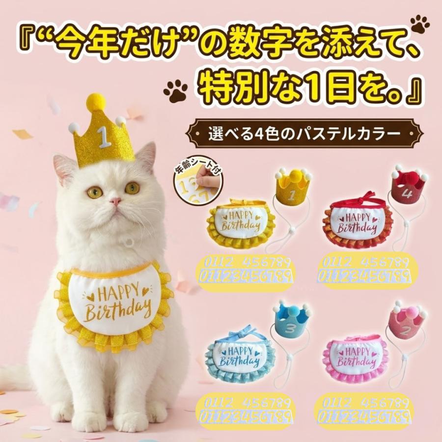 犬誕生日グッズ  帽子 グッズ スタイ 数字付き バースデー ペット 誕生日 犬用 小型犬 首飾り アクセサリー おもちゃ パーティー イベント | 