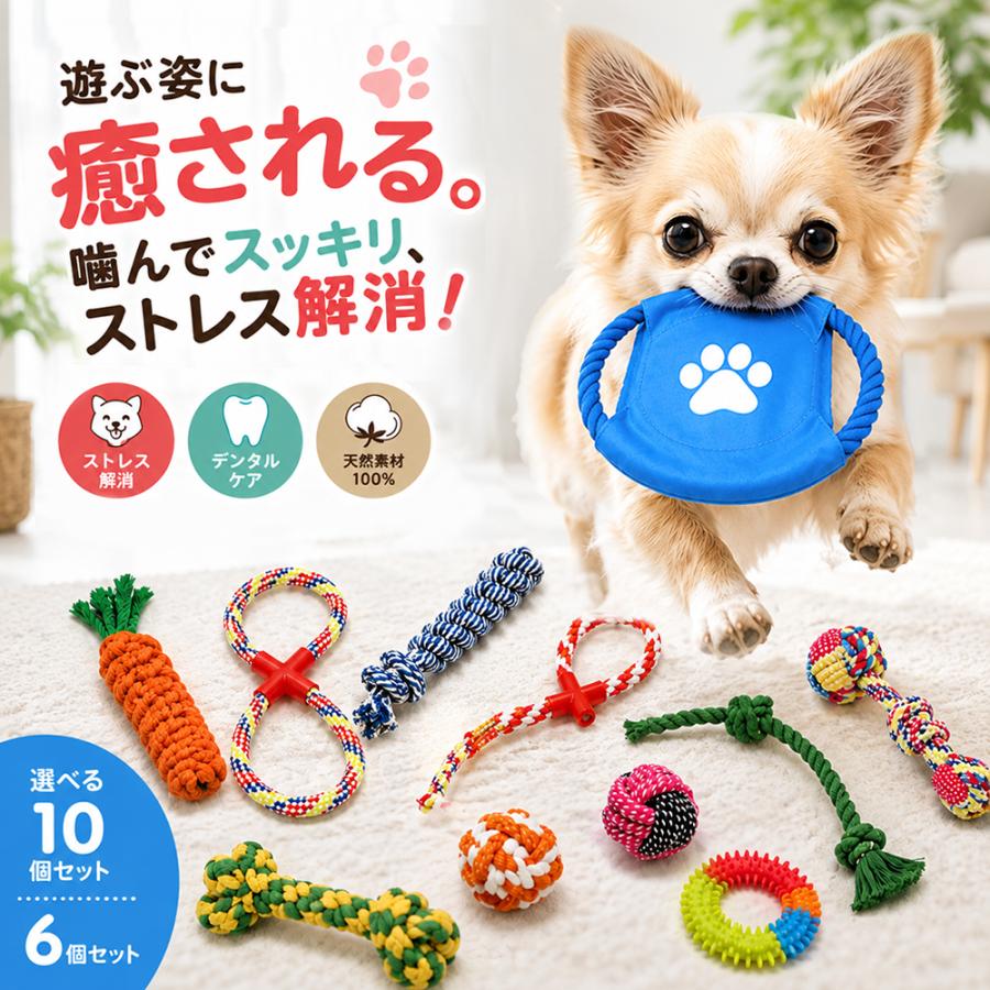 ロープトイ 犬 おもちゃ ロープ 頑丈 セット 壊れない  歯磨きトイ フリスビー ボール 投げ輪 丈夫 長持ち | 