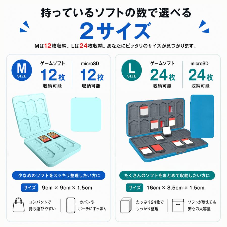 Nintendo switch2 ソフト 収納ケース 対応 ケース スイッチ2 ニンテンドー ポーチ カセット 任天堂 M L microSD カード |  | 06