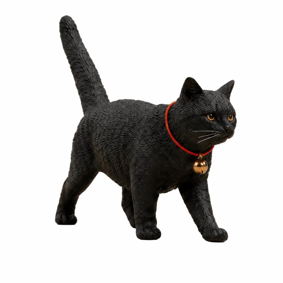 猫 フィギュア 置物 リアル 猫雑貨 サバトラ 三毛 黒猫 茶トラ 鈴付き 樹脂 インテリア JXK196 |  | 03