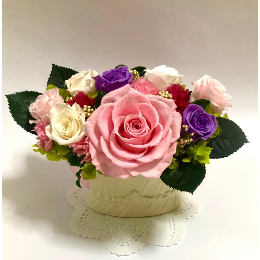 プリザーブドフラワーアレンジ お花畑 ピンクと紫 夢ギフト Az005 永遠の薔薇プリザーブド Anju 通販 Yahoo ショッピング