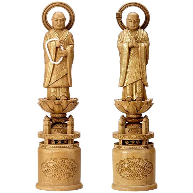 仏像 両大師 法然上人 善導大師 樟 楠 クス 5寸 爆買