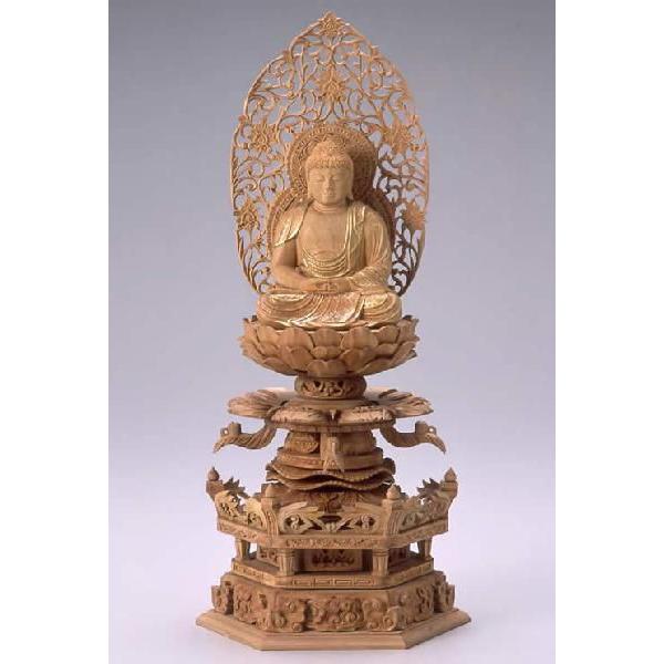 仏像 座弥陀 阿弥陀如来 白檀 ビャクダン ケマン座 2.5寸 - 美術、工芸品