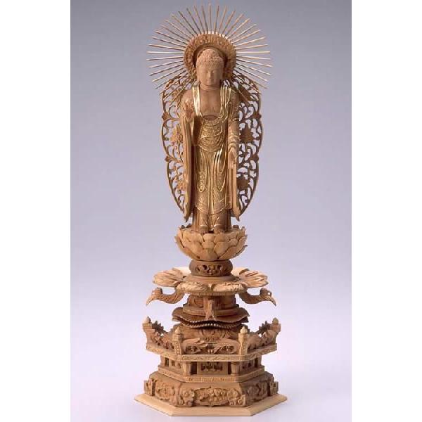 【公式ショップ】 仏像 西立弥陀 阿弥陀如来 白檀 ビャクダン ケマン座 5寸 仏像