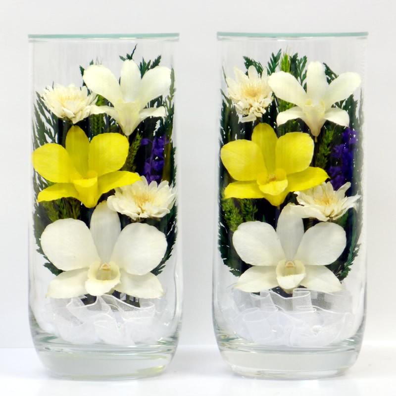 仏花 ドライフラワー ボトルフラワー グラスフラワー 仏壇用 一対  密閉グラス入り 仏花 プリザーブドフラワー ボトルフラワー グラスフラワー 仏壇用