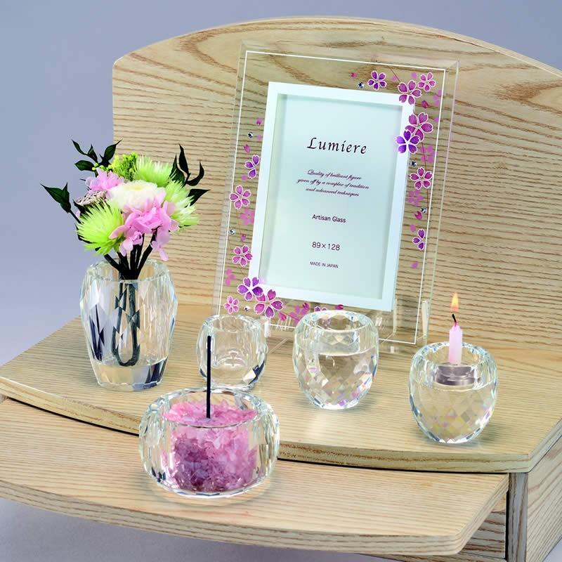 仏具セット 具足セット 心咲（ここな）カットクリスタル5点セット