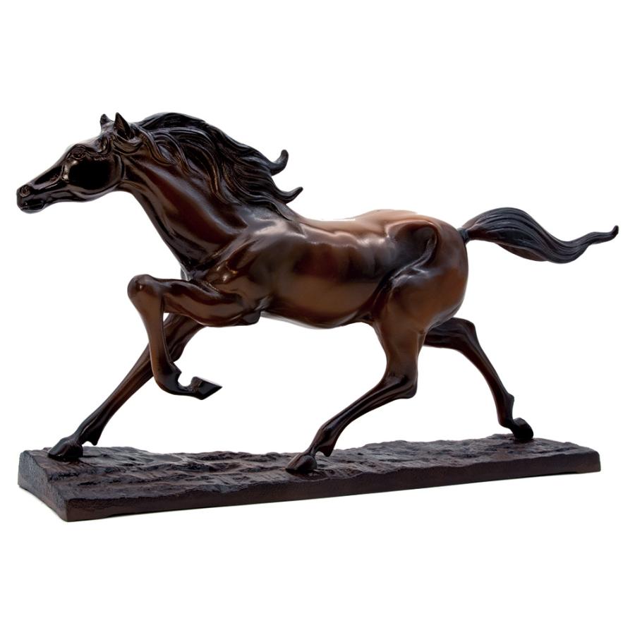 ⑦金属美術工芸品 鋳金製 午置物 飛躍 馬 ウマ 銅 干支置物 午 馬 うま 鋳鉄製 村田宏作 躍駿（やくしゅん